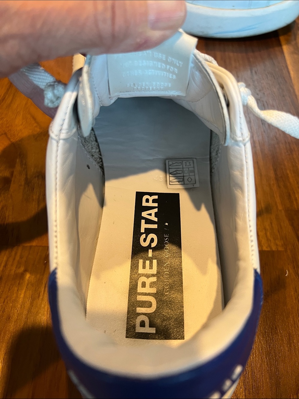 Golden Goose White Leather Sneakers with Blue Heel Tab - Picture 2 of 7